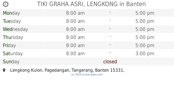 Tiki Graha Asri Lengkong Banten Opening Times Contacts