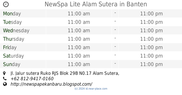 Newspa Lite Alam Sutera Banten Opening Times Tel 62 812 9417 0160