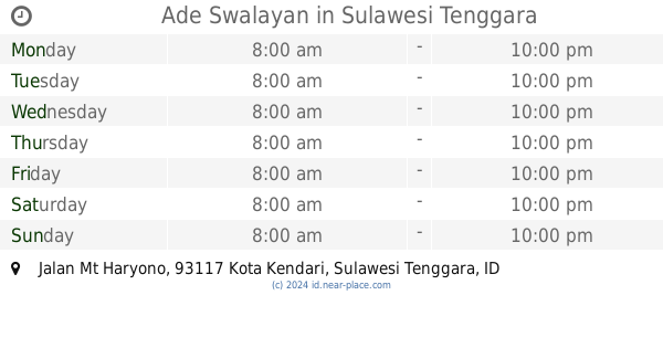 Ade Swalayan Sulawesi Tenggara Opening Times Jalan Mt Haryono Contacts