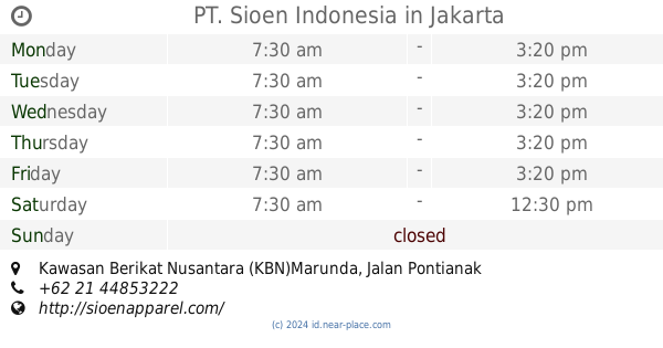 Pt Sioen Indonesia Jakarta Opening Times Tel 62 21 44853222