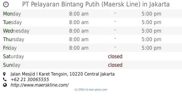 🕗 PT Pelayaran Bintang Putih (Maersk Line) Jakarta opening times, Jalan